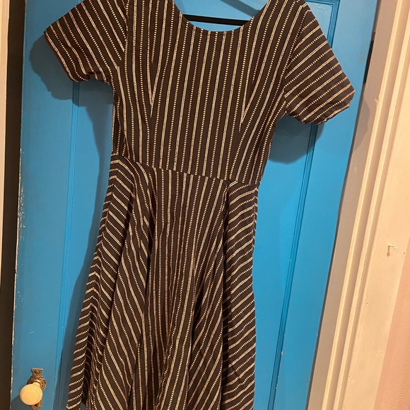 Ace & Jig Black and Tan Striped Midi Dress - Picture 3 of 5